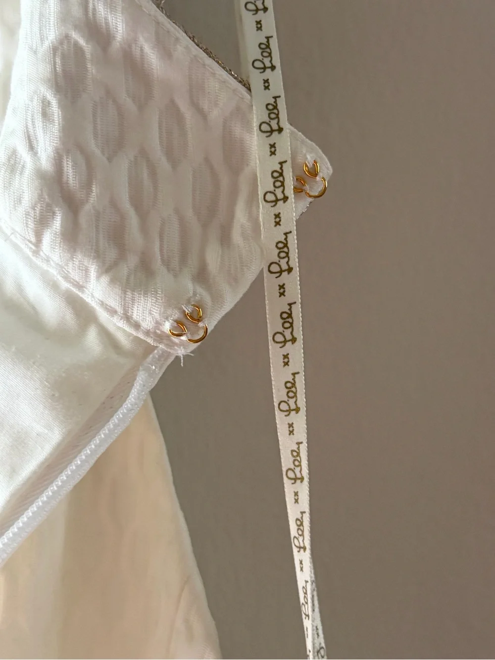 Lilly Pulitzer Cream Textured Shift Dress with Gold Embellished Neckline - Picture 11 of 16